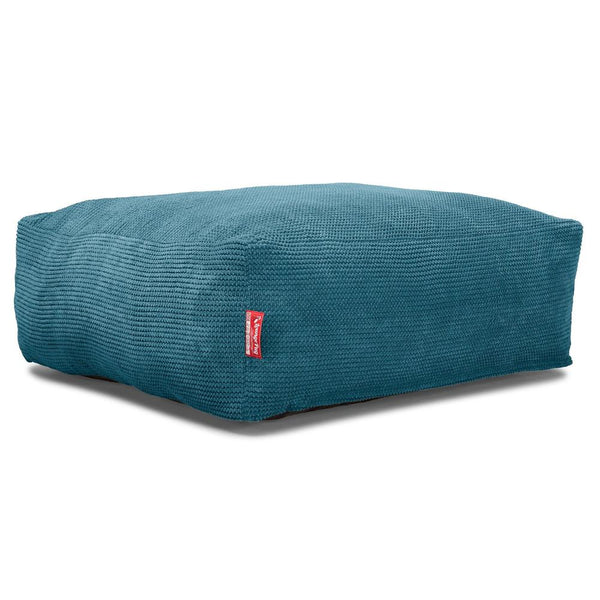 LOUNGE PUG CloudSac 250 Memory Foam Ottoman Pouf Pom Pom Aegean Blue