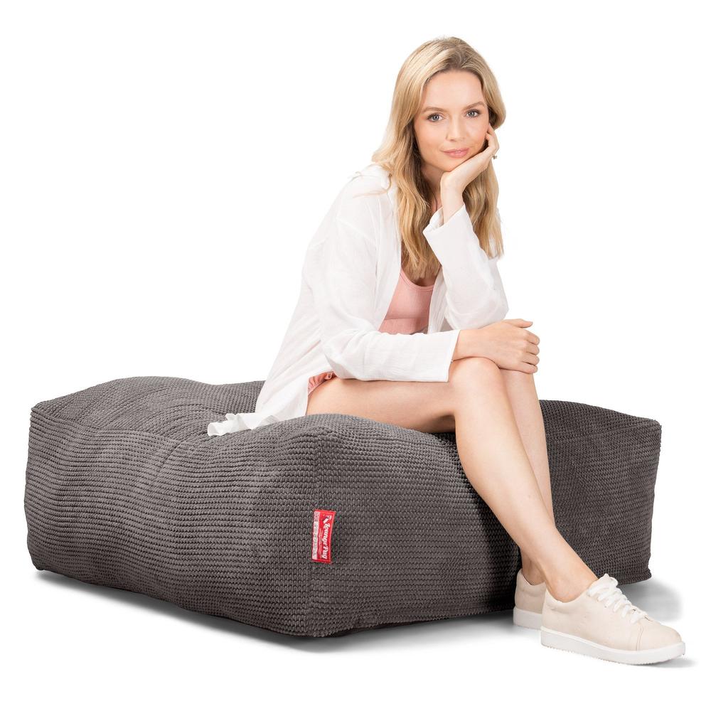 LOUNGE PUG CloudSac 250 Memory Foam Ottoman Pouf Pom Pom Charcoal Grey