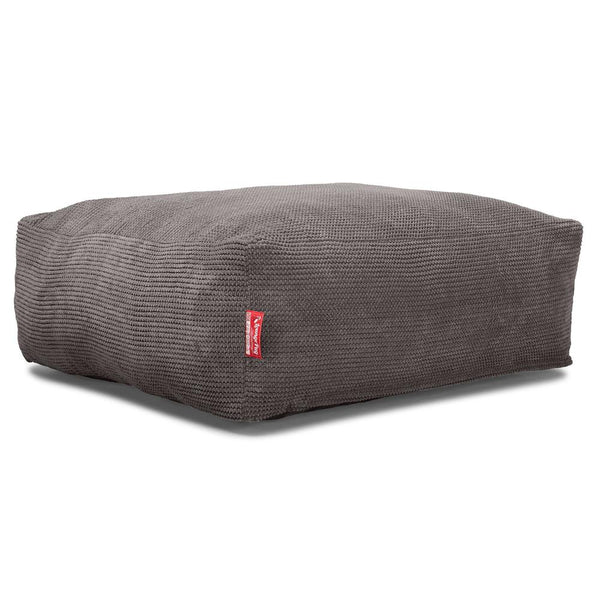 LOUNGE PUG CloudSac 250 Memory Foam Ottoman Pouf Pom Pom Charcoal Grey
