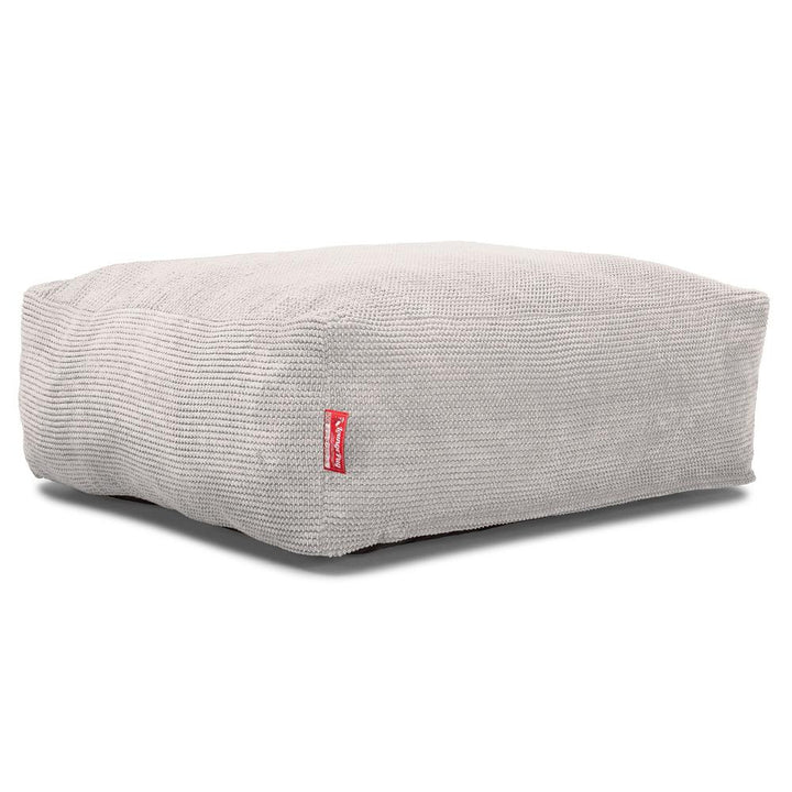 LOUNGE PUG CloudSac 250 Memory Foam Ottoman Pouf Pom Pom Ivory