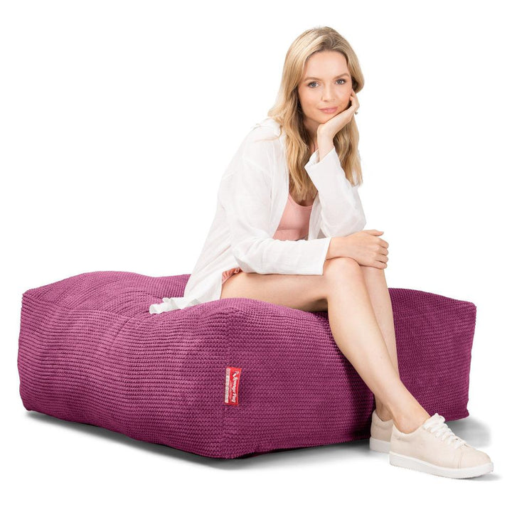 LOUNGE PUG CloudSac 250 Memory Foam Ottoman Pouf Pom Pom Pink