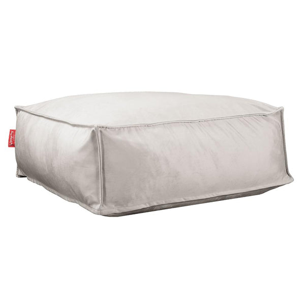 LOUNGE PUG CloudSac 250 Memory Foam Ottoman Pouf Velvet Silver