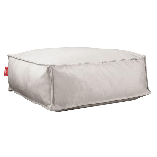 LOUNGE PUG CloudSac 250 Memory Foam Ottoman Pouf Velvet Silver