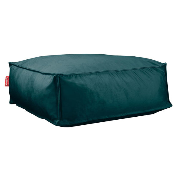 LOUNGE PUG CloudSac 250 Memory Foam Ottoman Pouf Velvet Teal Blue