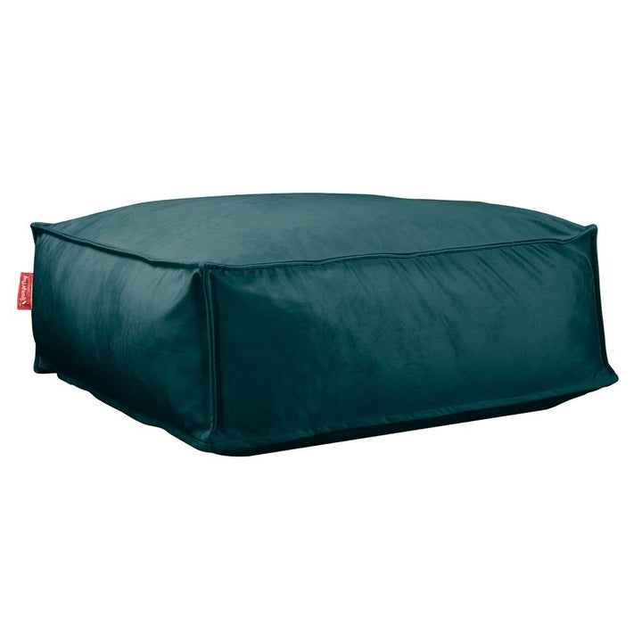 LOUNGE PUG CloudSac 250 Memory Foam Ottoman Pouf Velvet Teal Blue