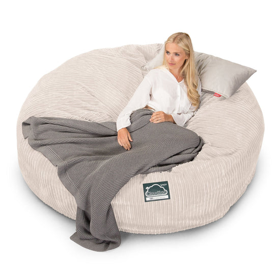 CloudSac 3000 XXL King Sized Memory Foam Beanbag Sofa - Cord Ivory 01