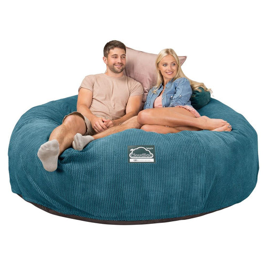 CloudSac 3000 XXL King Sized Memory Foam Beanbag Sofa - Pom Pom Aegean Blue 05