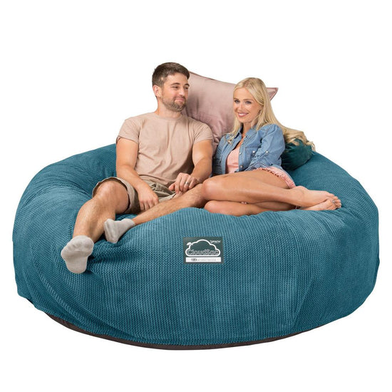 CloudSac 3000 XXL King Sized Memory Foam Beanbag Sofa - Pom Pom Aegean Blue 01