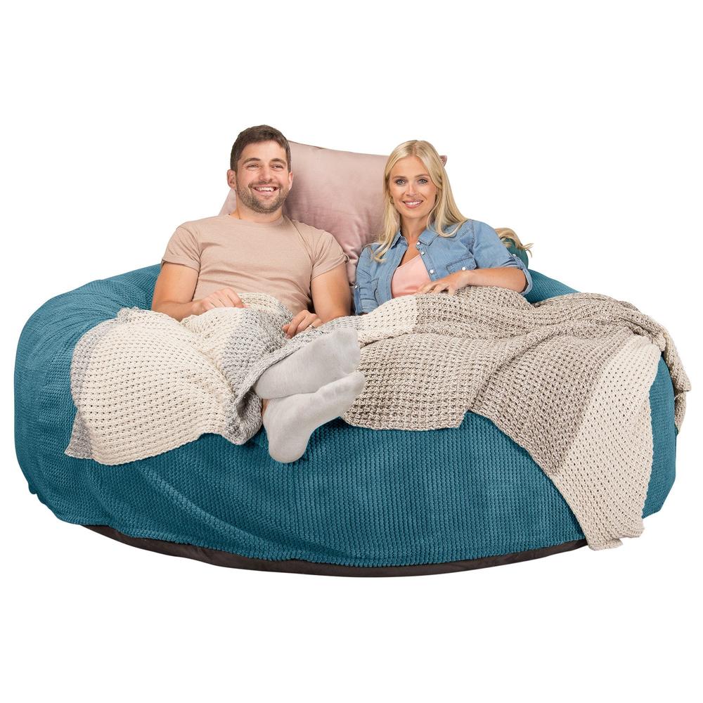 CloudSac 3000 XXL King Sized Memory Foam Beanbag Sofa - Pom Pom Aegean Blue 03