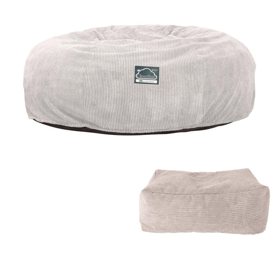 CloudSac 3000 XXL King Sized Memory Foam Beanbag Sofa - Pom Pom Ivory 08