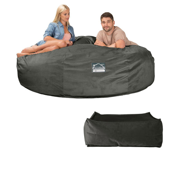 CloudSac 3000 XXL King Sized Memory Foam Beanbag Sofa - Velvet Graphite Grey 08