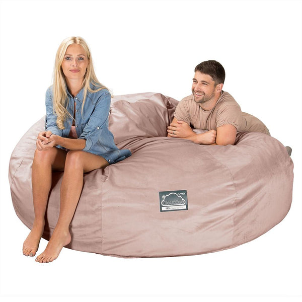 CloudSac 3000 XXL King Sized Memory Foam Beanbag Sofa - Velvet Rose Pink 01