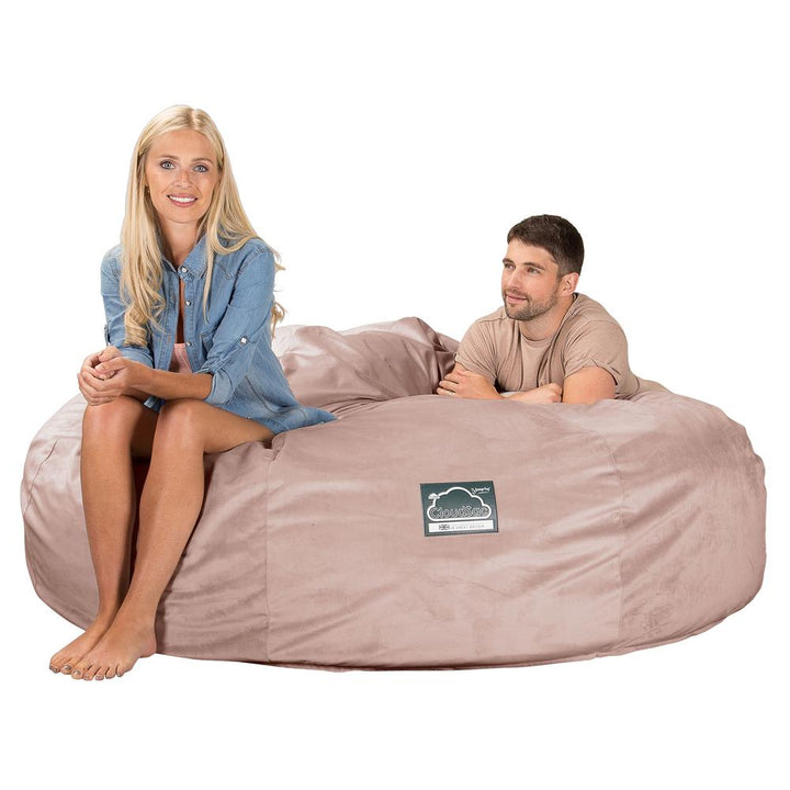 CloudSac 3000 XXL King Sized Memory Foam Beanbag Sofa - Velvet Rose Pink 04