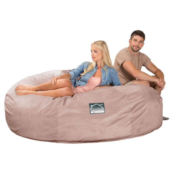 CloudSac 3000 XXL King Sized Memory Foam Beanbag Sofa - Velvet Rose Pink 05