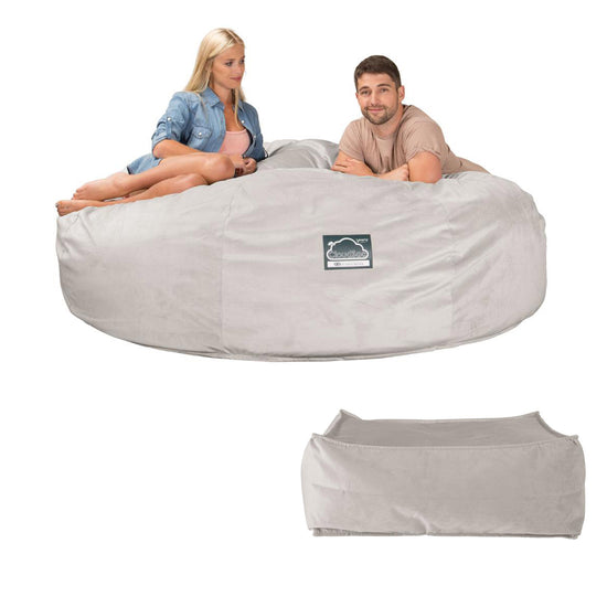 CloudSac 3000 XXL King Sized Memory Foam Beanbag Sofa - Velvet Silver 08