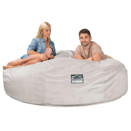 CloudSac 3000 XXL King Sized Memory Foam Beanbag Sofa - Velvet Silver 03