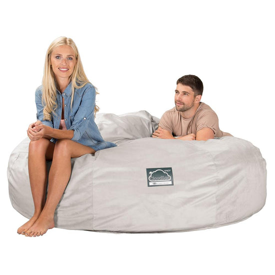 CloudSac 3000 XXL King Sized Memory Foam Beanbag Sofa - Velvet Silver 04