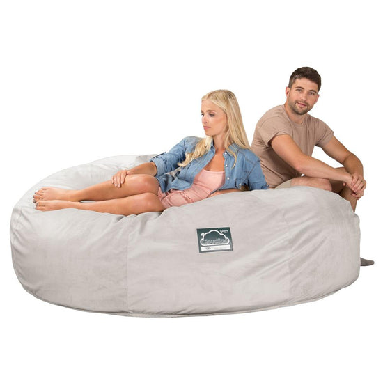 CloudSac 3000 XXL King Sized Memory Foam Beanbag Sofa - Velvet Silver 05