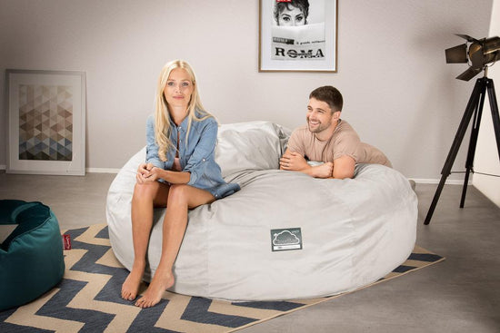 CloudSac 3000 XXL King Sized Memory Foam Beanbag Sofa - Velvet Silver 02