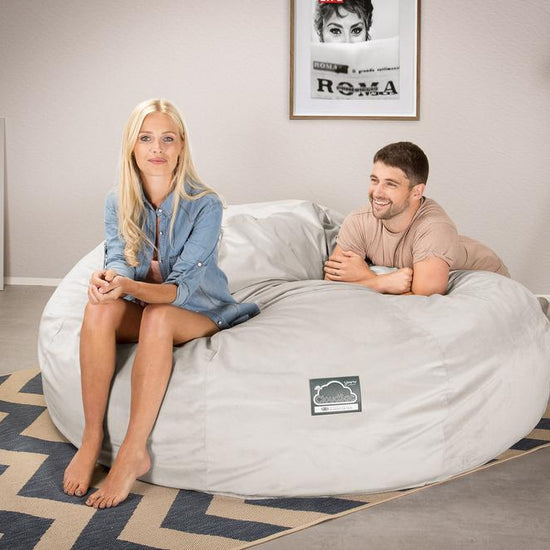 CloudSac 3000 XXL King Sized Memory Foam Beanbag Sofa - Velvet Silver 02