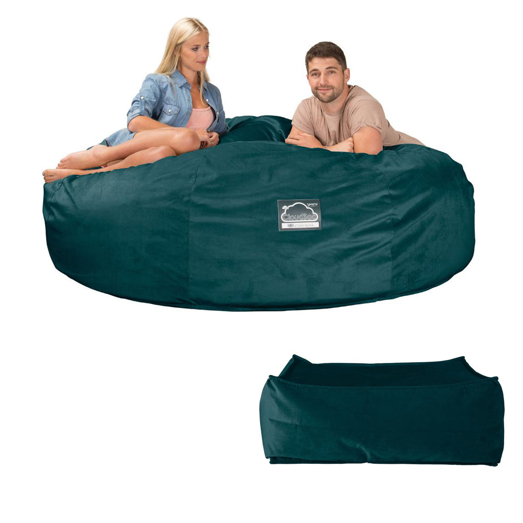 CloudSac 3000 XXL King Sized Memory Foam Beanbag Sofa - Velvet Teal 08