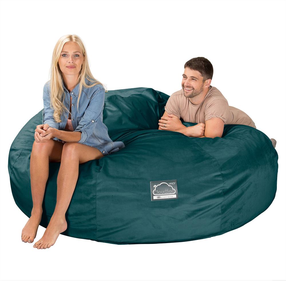 CloudSac 3000 XXL King Sized Memory Foam Beanbag Sofa - Velvet Teal 01