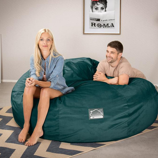 CloudSac 3000 XXL King Sized Memory Foam Beanbag Sofa - Velvet Teal 02