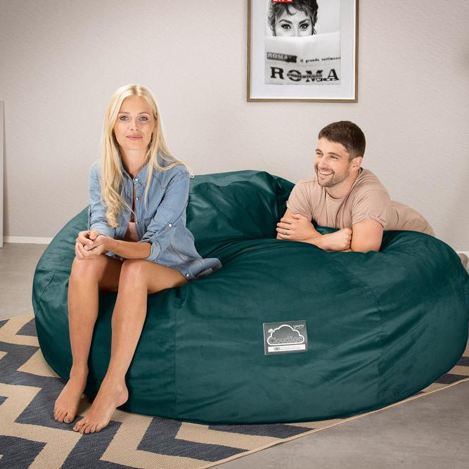 CloudSac 3000 XXL King Sized Memory Foam Beanbag Sofa - Velvet Teal 02