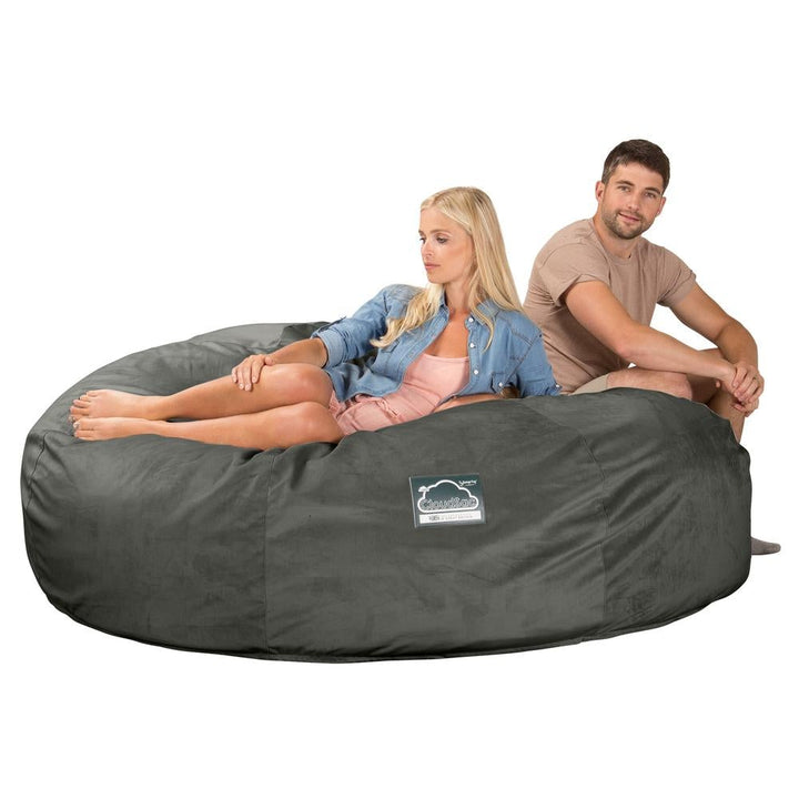 CloudSac 3000 XXL King Sized Memory Foam Beanbag Sofa - Velvet Graphite Grey 03
