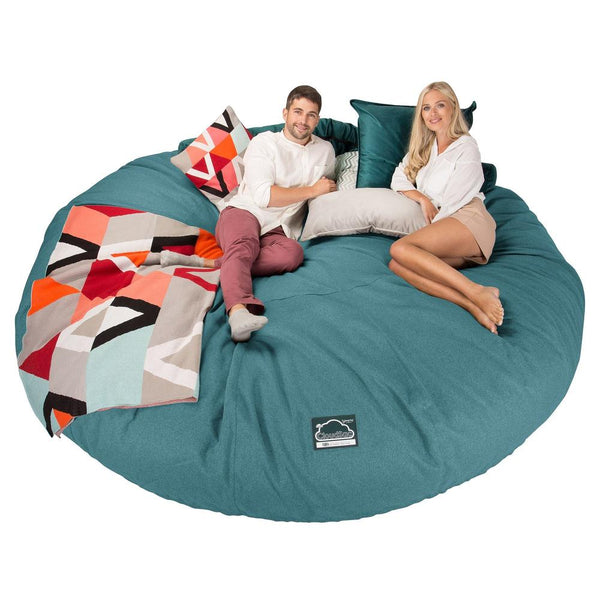 CloudSac 5000 XXXXXL Titanic Memory Foam Beanbag Sofa - Interalli Wool Aqua 01