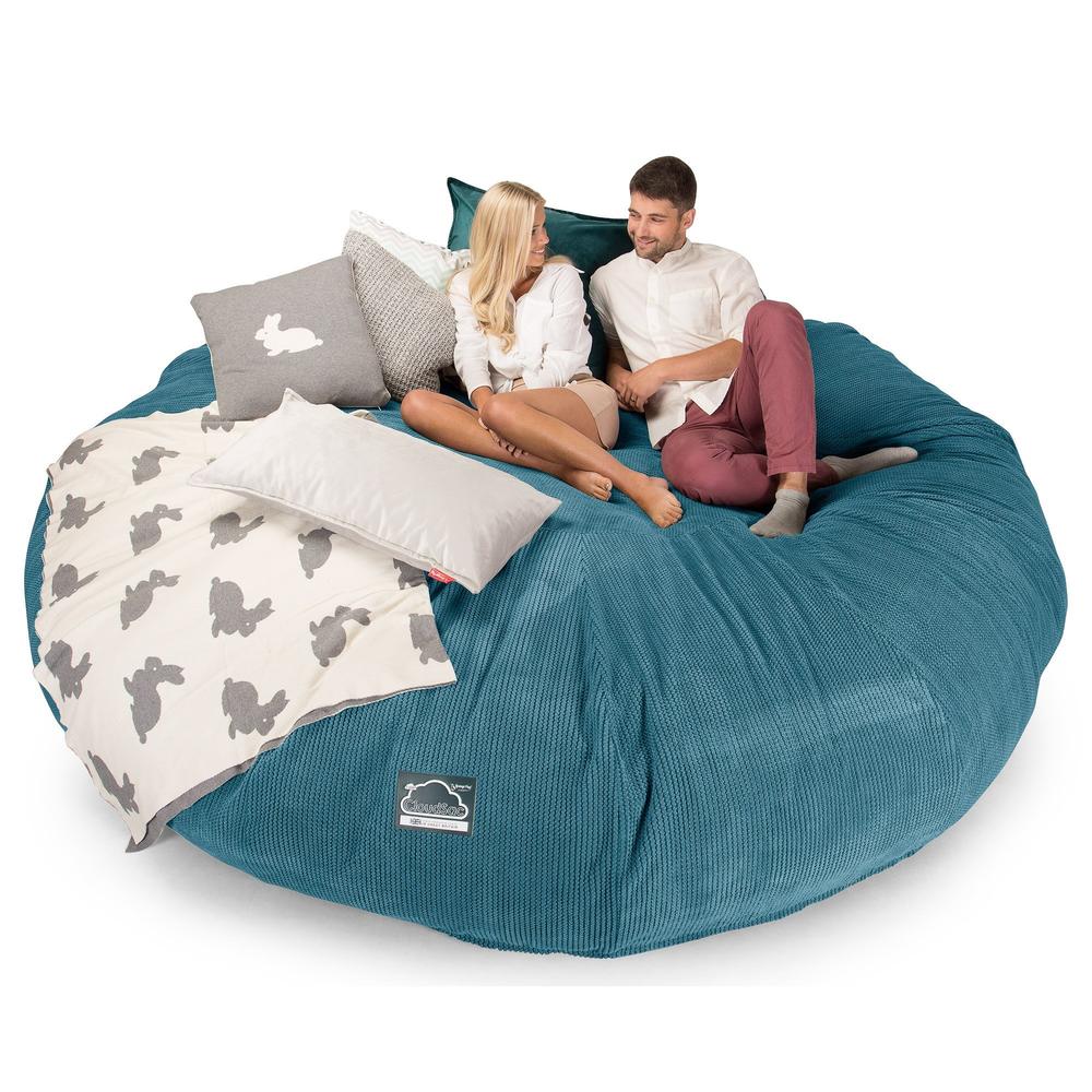 CloudSac 5000 XXXXXL Titanic Memory Foam Beanbag Sofa - Pom Pom Aegean Blue 01