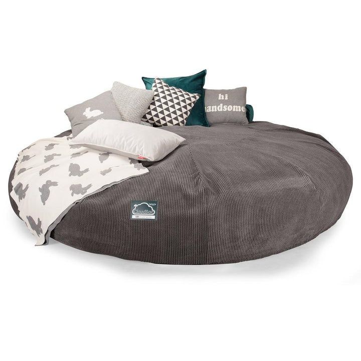 CloudSac 5000 XXXXXL Titanic Memory Foam Beanbag Sofa - Pom Pom Charcoal Grey 04