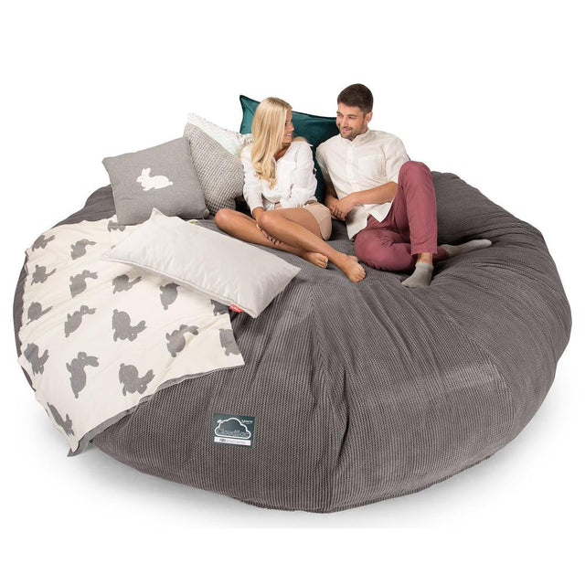 CloudSac 5000 XXXXXL Titanic Memory Foam Beanbag Sofa - Pom Pom Charcoal Grey 01