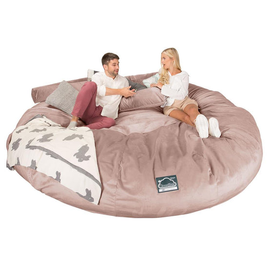 CloudSac 5000 XXXXXL Titanic Memory Foam Beanbag Sofa - Velvet Rose Pink 03