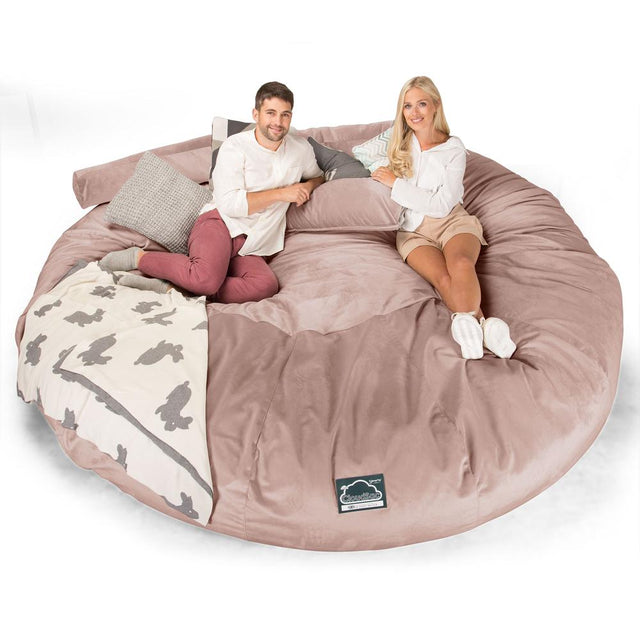 CloudSac 5000 XXXXXL Titanic Memory Foam Beanbag Sofa - Velvet Rose Pink 01