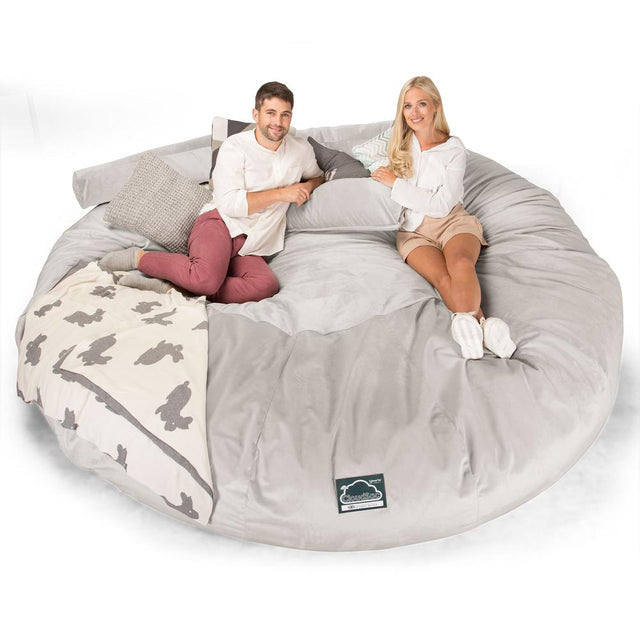 CloudSac 5000 XXXXXL Titanic Memory Foam Beanbag Sofa - Velvet Silver 01