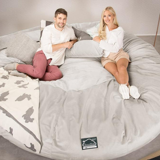 CloudSac 5000 XXXXXL Titanic Memory Foam Beanbag Sofa - Velvet Silver 02