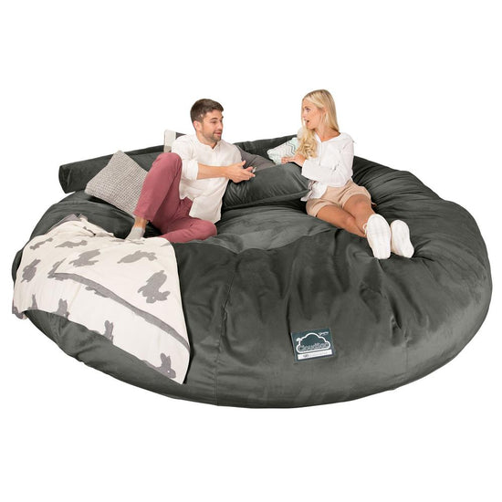 CloudSac 5000 XXXXXL Titanic Memory Foam Beanbag Sofa - Velvet Graphite Grey 03