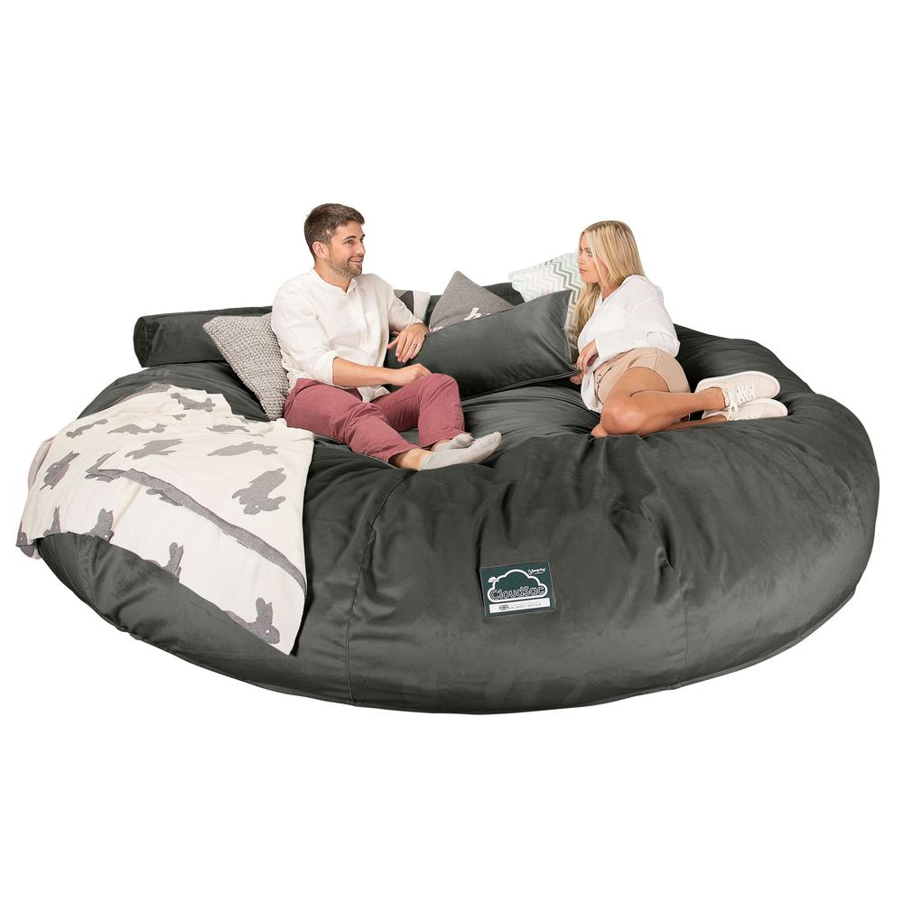 CloudSac 5000 XXXXXL Titanic Memory Foam Beanbag Sofa - Velvet Graphite Grey 04