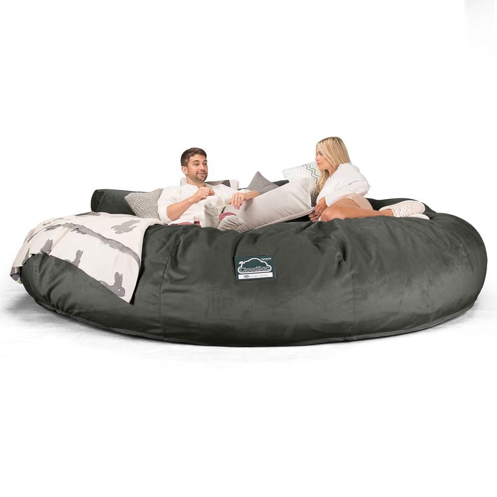 CloudSac 5000 XXXXXL Titanic Memory Foam Beanbag Sofa - Velvet Graphite Grey 05