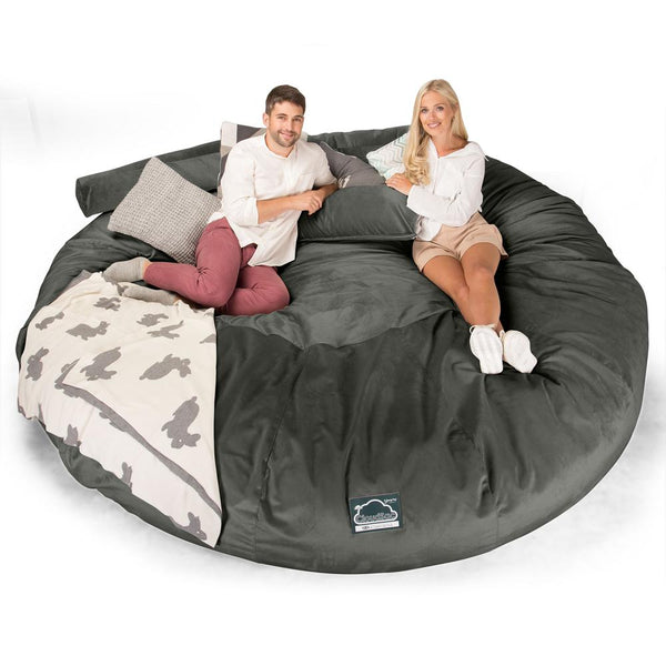 CloudSac 5000 XXXXXL Titanic Memory Foam Beanbag Sofa - Velvet Graphite Grey 01