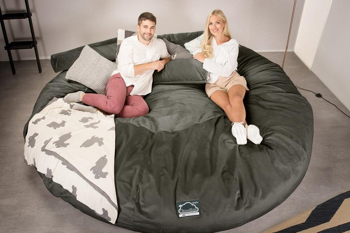 CloudSac 5000 XXXXXL Titanic Memory Foam Beanbag Sofa - Velvet Graphite Grey 02