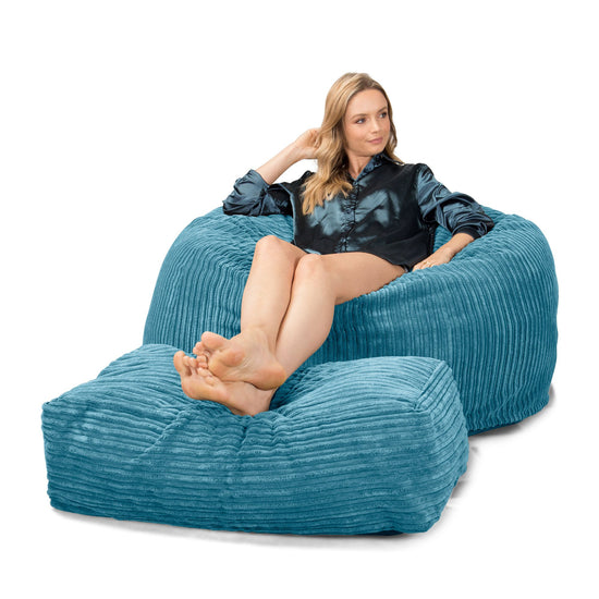 CloudSac 510 XL Large Memory Foam Beanbag - Cord Aegean Blue 02