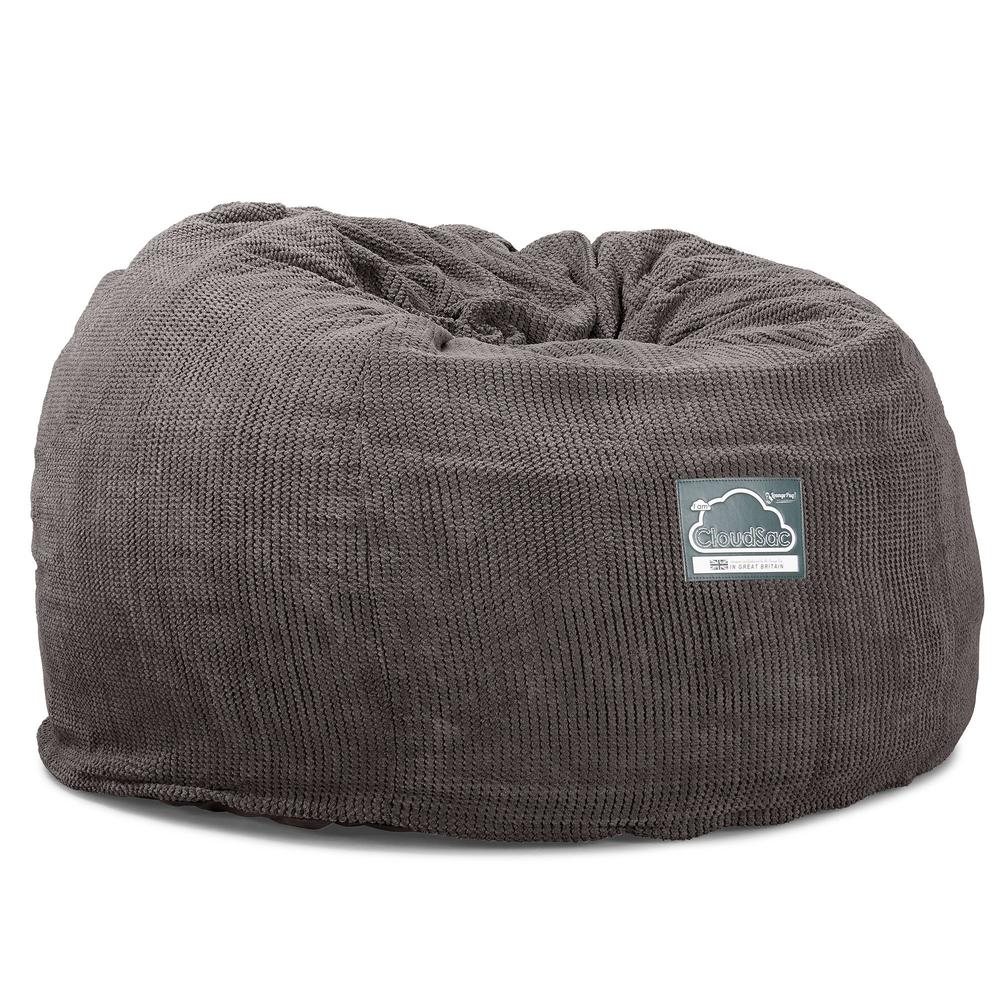 Lounge Pug XL Large Bean Bag Memory Foam Pom Pom Charcoal Grey Cloudsac