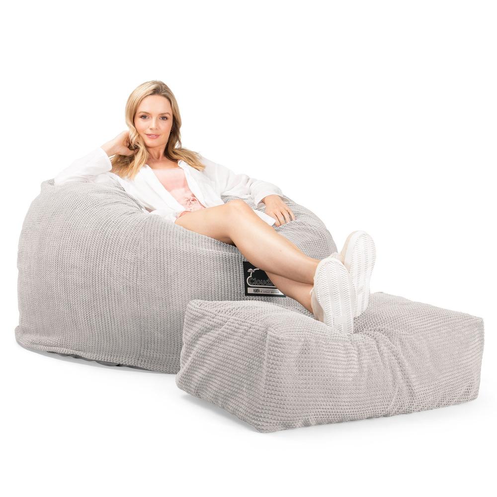 CloudSac 510 XL Large Memory Foam Beanbag - Pom Pom Ivory 01