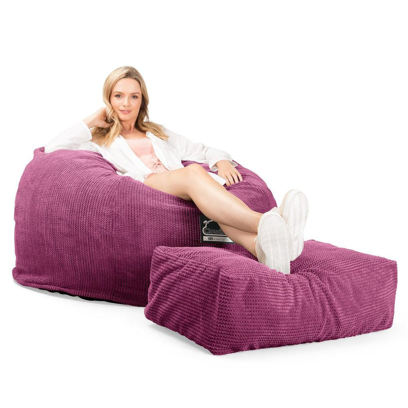 Lounge Pug XL Large Bean Bag Memory Foam Pom Pom Pink Cloudsac 510