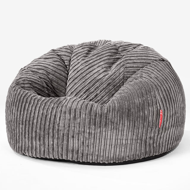 LOUNGE PUG CloudSac 200 Kids Bean Bag Sofa Memory Foam Giant Childrens Beanbag Cord Graphite Grey