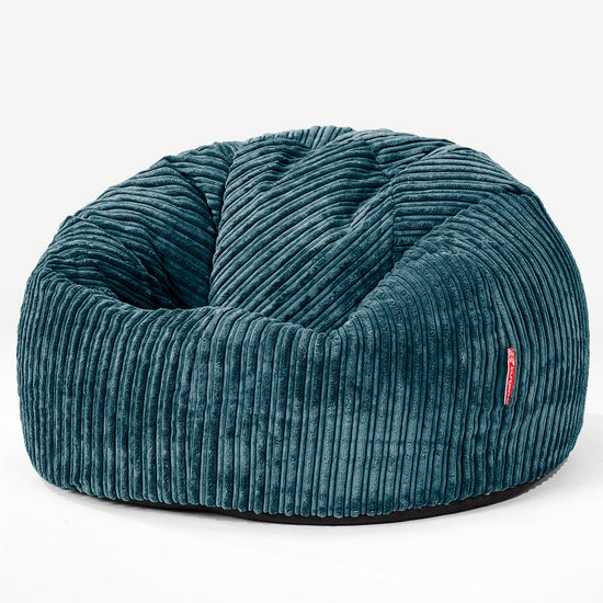 LOUNGE PUG CloudSac 200 Kids Bean Bag Sofa Memory Foam Giant Childrens Beanbag Cord Teal Blue