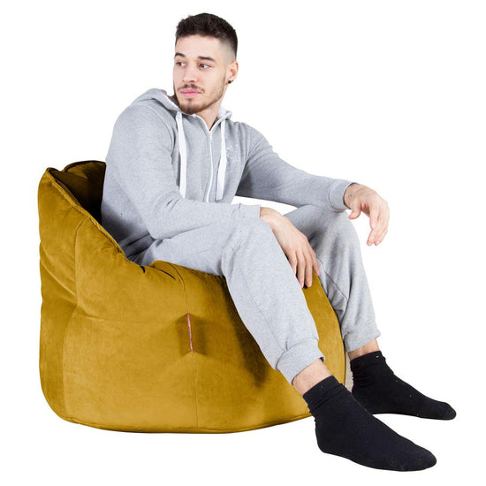 Lounge Pug Velvet Luxury Adult Bean Bag Chair Beanbags Cuddle Up Mustard Big Bertha Original UK