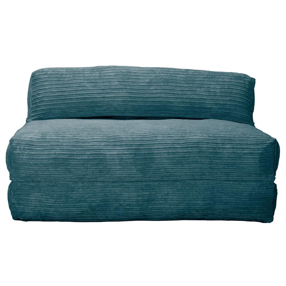 LOUNGE PUG Avery Double Futon Chair Bed Folding Sofa Bed Guest Bed Cord Aegean Blue